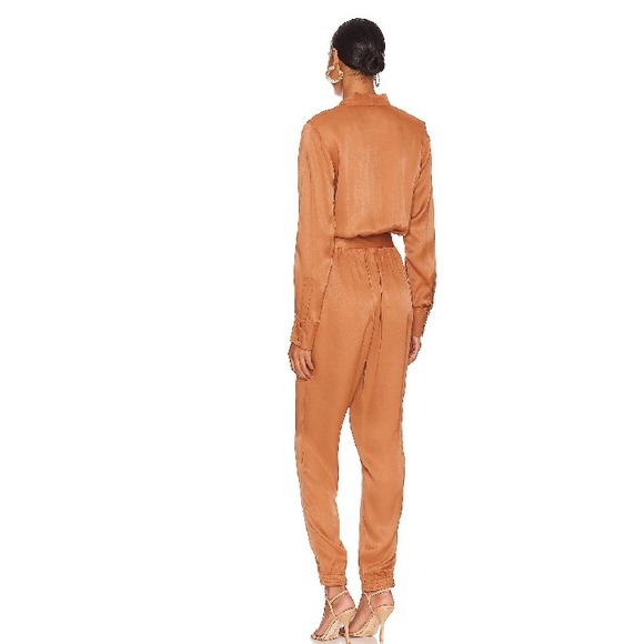 LBLC The Label Dede‎ Jumpsuit Rust Belted Viscose Blend Women's L - Picture 2 of 11